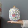 Enamelled Painted Pottery Pot Tea Caddy Ginger Jar Porcelain Canister Storage Tank Tea Organizer Desktop Storage Container