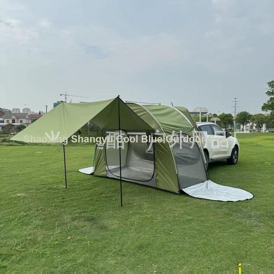 Outdoor Car Rear Tent Storage Quick Setup Tent, Black Rainproof Sunshade Canopy for Bicycles Motorcycles