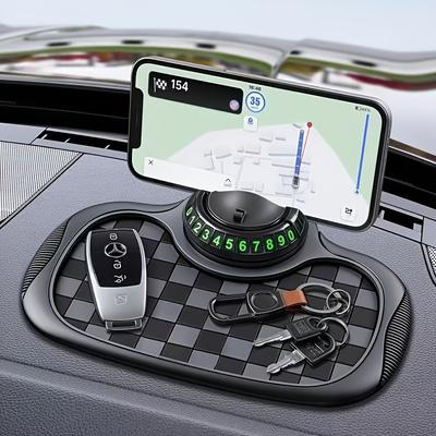 Versatile Anti-Slip Car Dashboard Mat Featuring a Rotating Phone Holder, Spacious Storage for Glasses And Keys, Heat-Resistant Silicone Material