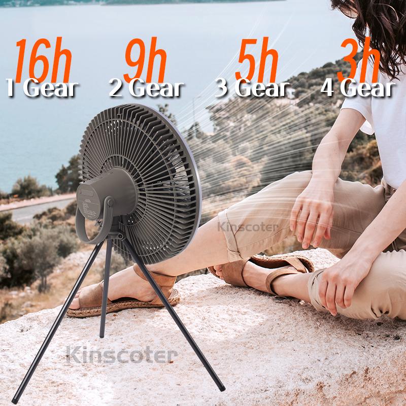 10000mAh Camping Tent Fan Desktop Portable Circulator Wireless Ceiling Electric Fan with Remote Control LED Lighting Tripod