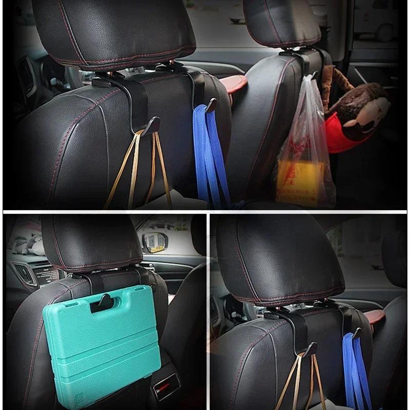 4 Pièces Crochets d'Appui-tête de Voiture Organisateur de Dossier de Siège Clips Porte-Attache Rapide Automatique Rangement de Voiture Accessoires d'Intérieur Porte-Sac