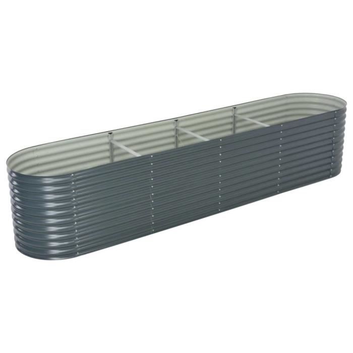 Jardinière - vidaXL - 400x80x81 cm - Acier galvanisé - Gris - Rectangulaire