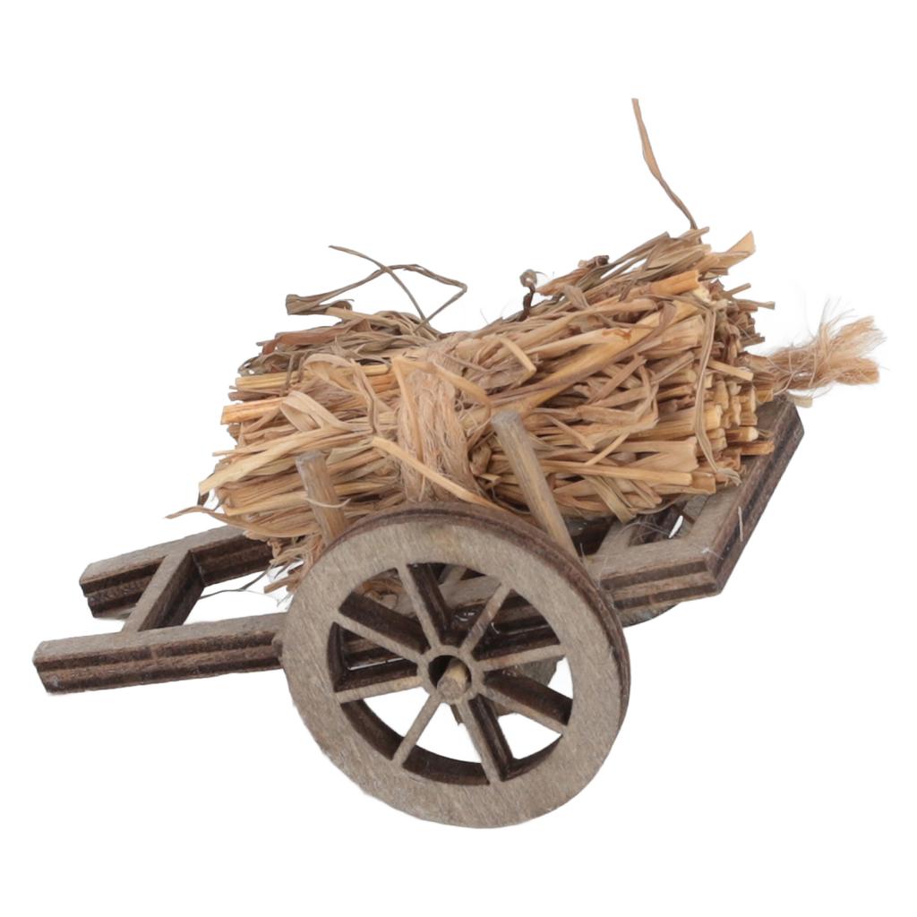 Dollhouse Decoration Wooden Firewood Cart Outdoor Garden Country Miniature Scene Doll House