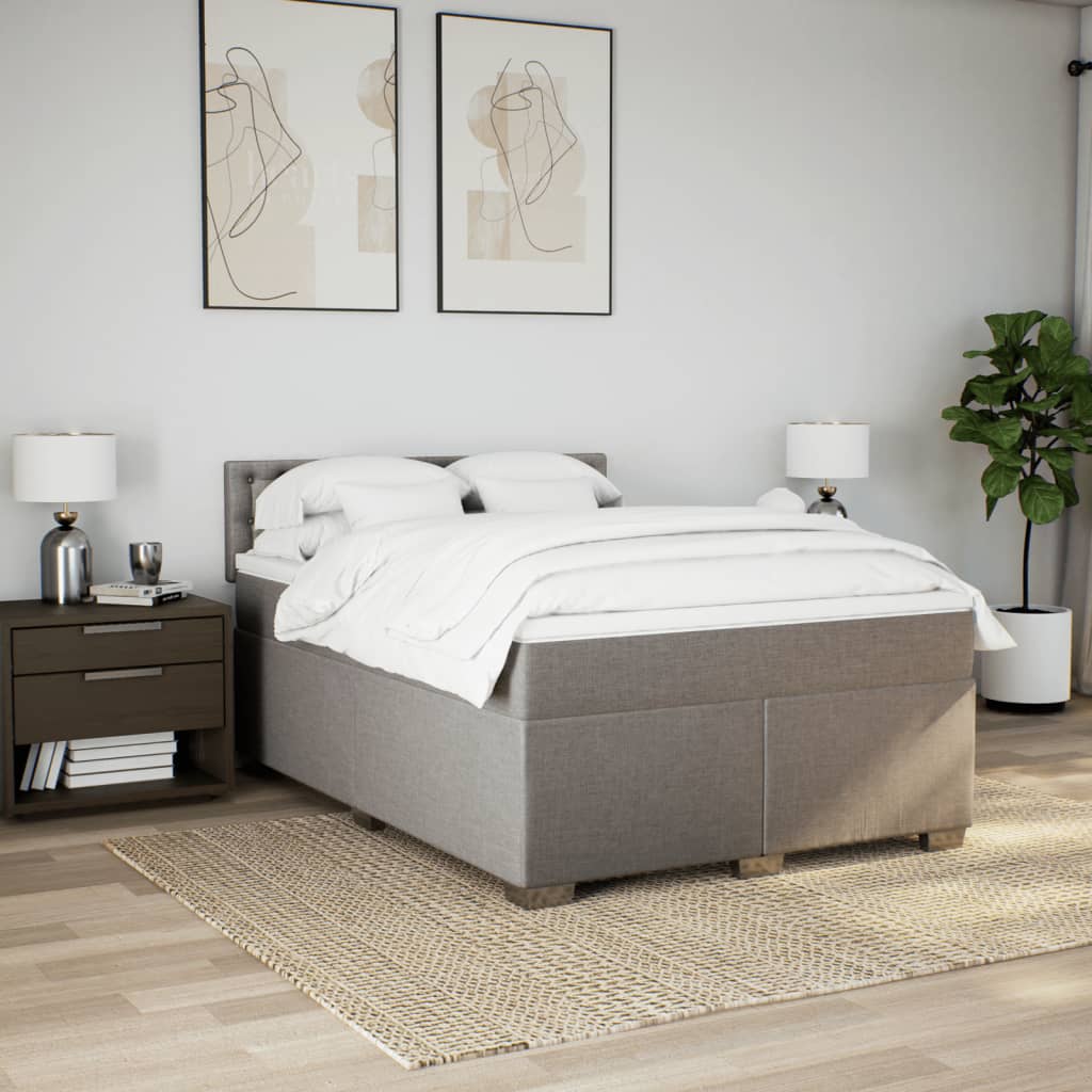 Vidaxl Letto Continentale Con Materasso, Taupe, Tessuto, 140X200 Cm