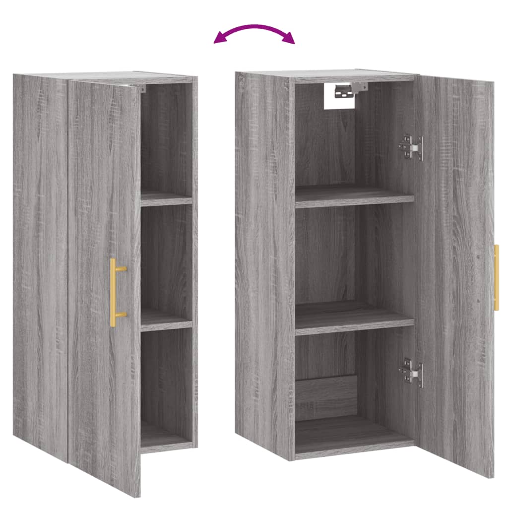 Wall Mounted Cabinet Grey Sonoma 34.5 x 34 x 90 cm