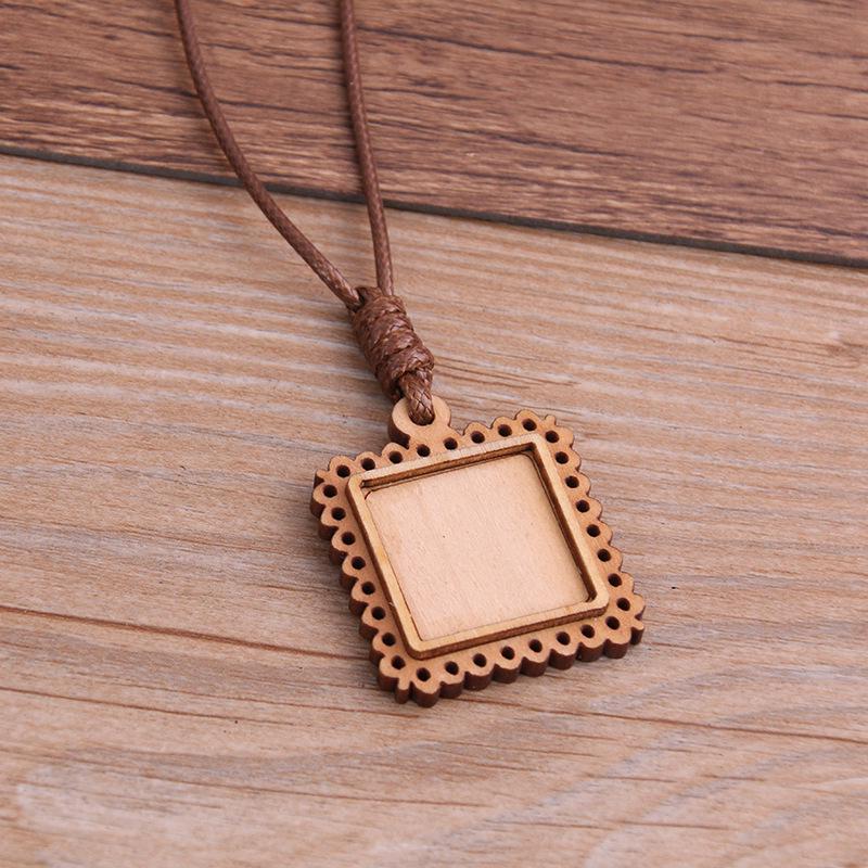 

Ожерелье-кулон 13 стилей DIY с полым Камнем времени и кружевной деревянной основой