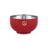 Red 304 Stainless Steel Bowl Set, Double-Layer, Anti-Scald, Heat Insulation - Available in Four or Six-Piece Sets.