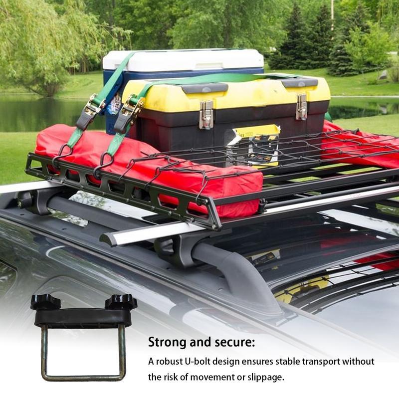 Roof Rack Clamps Luggage Rack Accessories Tools Roof Box U-Bolt Clamps Metal U-Bracket Clips With Lock Nuts Detachable Bar
