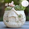Witch Elf Magic Castle Relief Pumpkin Succulent Plant Flower Pot Resin Silicone Mold Magic House Pumpkin Candle Cup Gypsum Molds