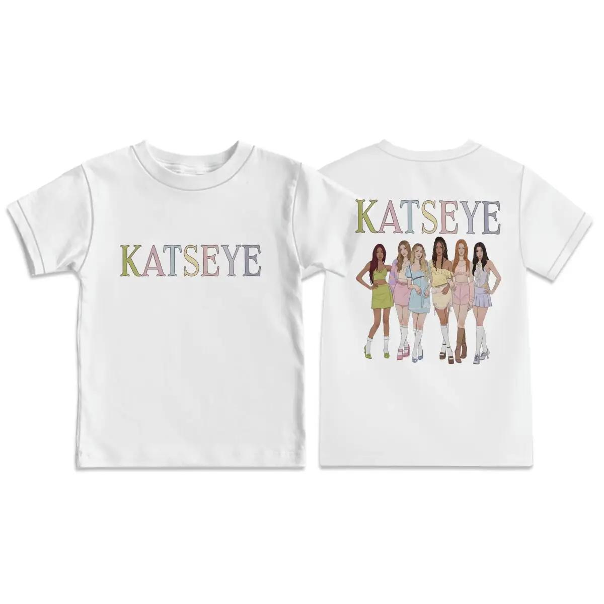 Girl Group Katseye T Shirt For Girls Boy 2026 New Children Clothing Fashion Katseye Print Summer Tops Short Sleeve Kids Tshirt 100
