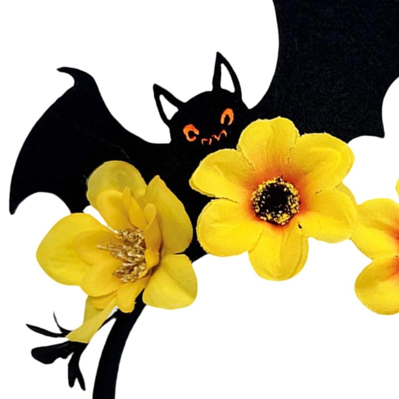 Halloween Flower Bat Hairband Comfortable Adjustable Dark Series Hairband For Women Men Party Gathering Headpiece