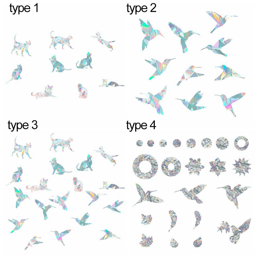 Alert Anti-Collision Cat Window Clings Birds Glass Decals Hummingbird Static Stickers Rainbow Prism