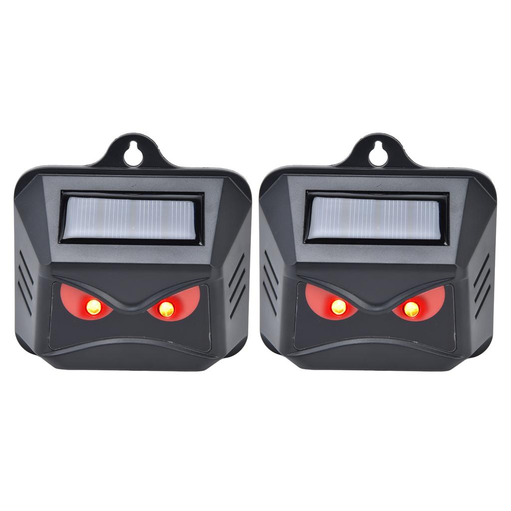 2pcs Animal Repeller Red LED Strobe Lights Waterproof Design Solar Automatic Charging ABS Housing