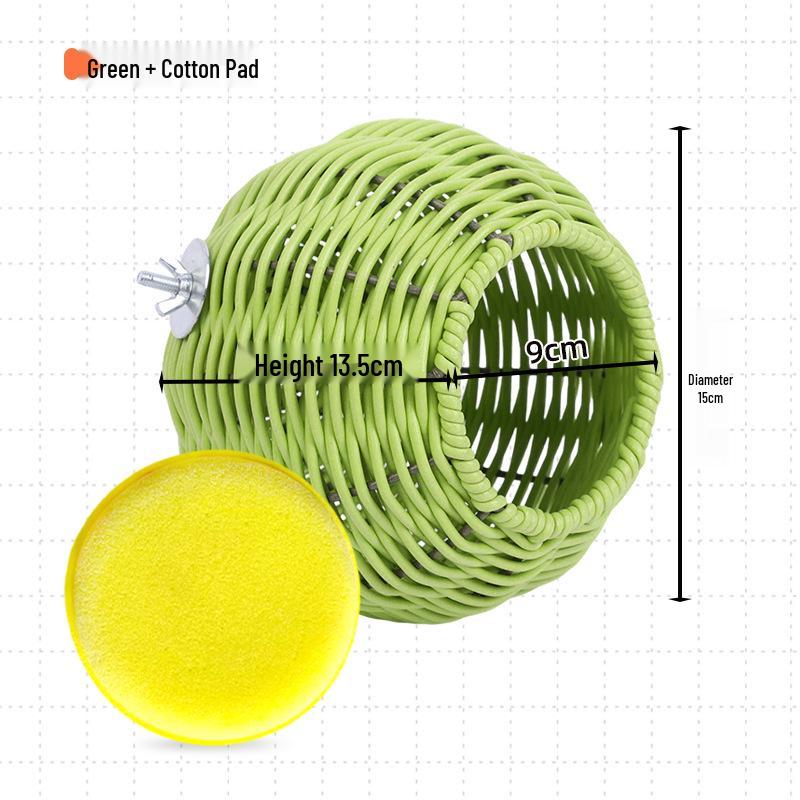 Hanging Rattan Bird & Squirrel Nest with Plastic Cage - Cozy Sleep Spot for Small Pets