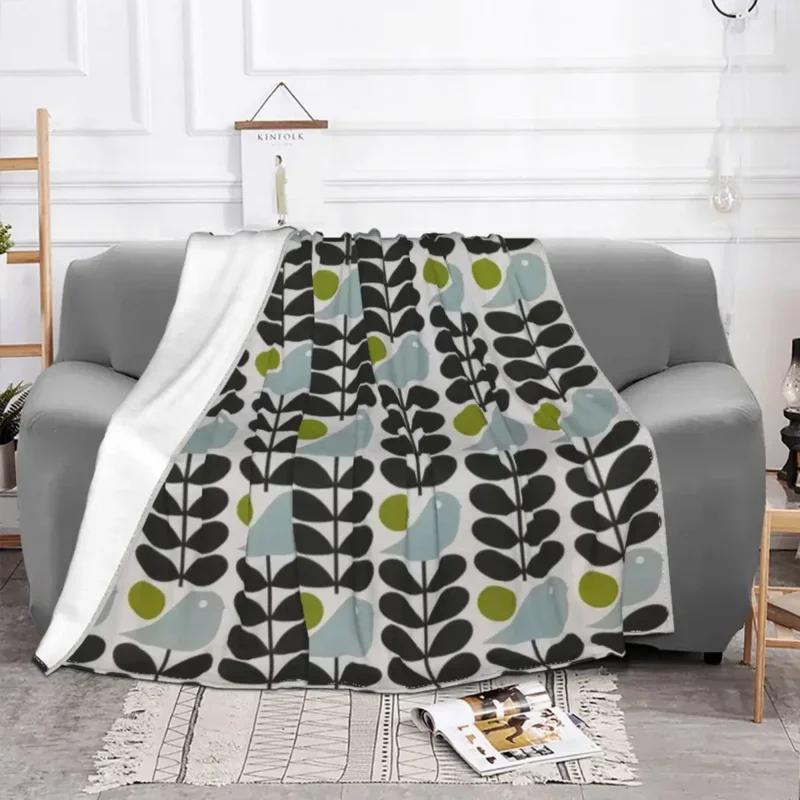 Early Bird Granite Blankets Warm Flannel Orla Kiely Floral Throw Blanket for Bedding Couch Bedspread 80x120cm(31x47inch)