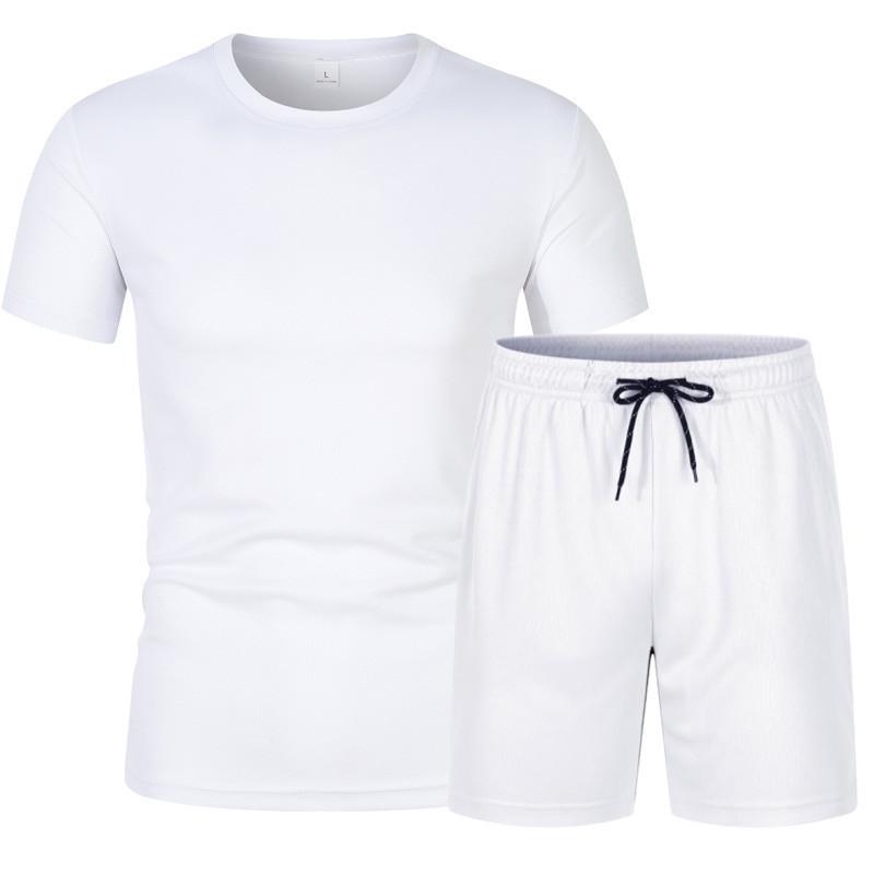 Mesh Short Sleeve T-Shirt & 5-Point Shorts Solid Color Fitness Set