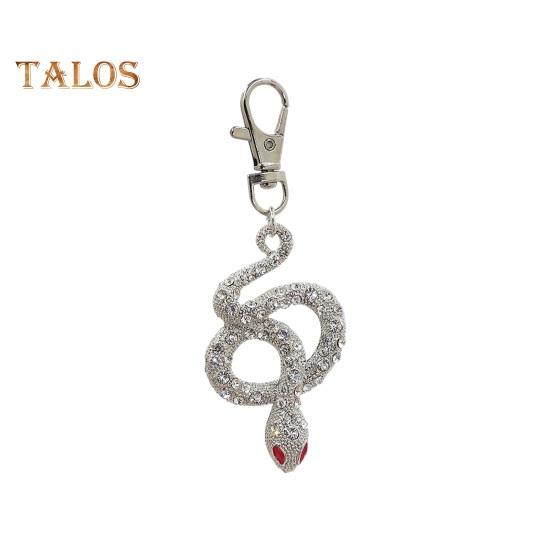 

Брелок для ключей со стразами в форме змеи, декоративный держатель для ключей в машину, сумка для багажа, брелок, аксессуары серебряный