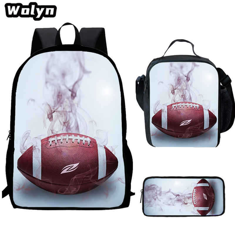 Football football 16 inch meal bag satchel three-piece pattern primary school backpack