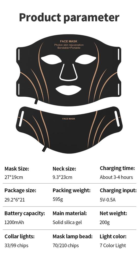 7-Color LED Silicone Beauty Mask: Portable Photonic Skin Care Device