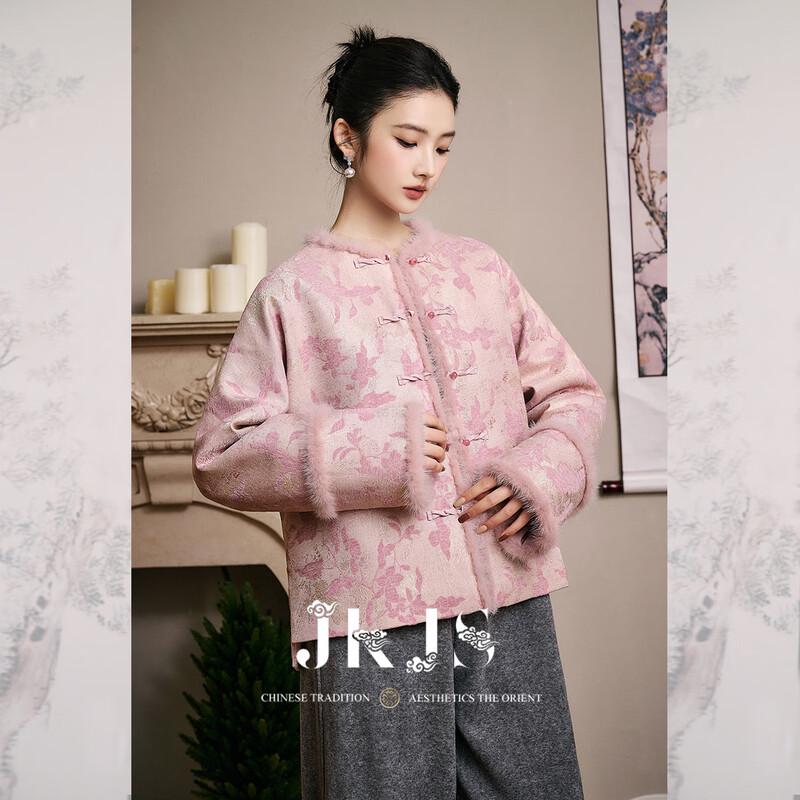 Куртка стеганая жаккардовая из шенилла и норки JK&JS Yao Shan M