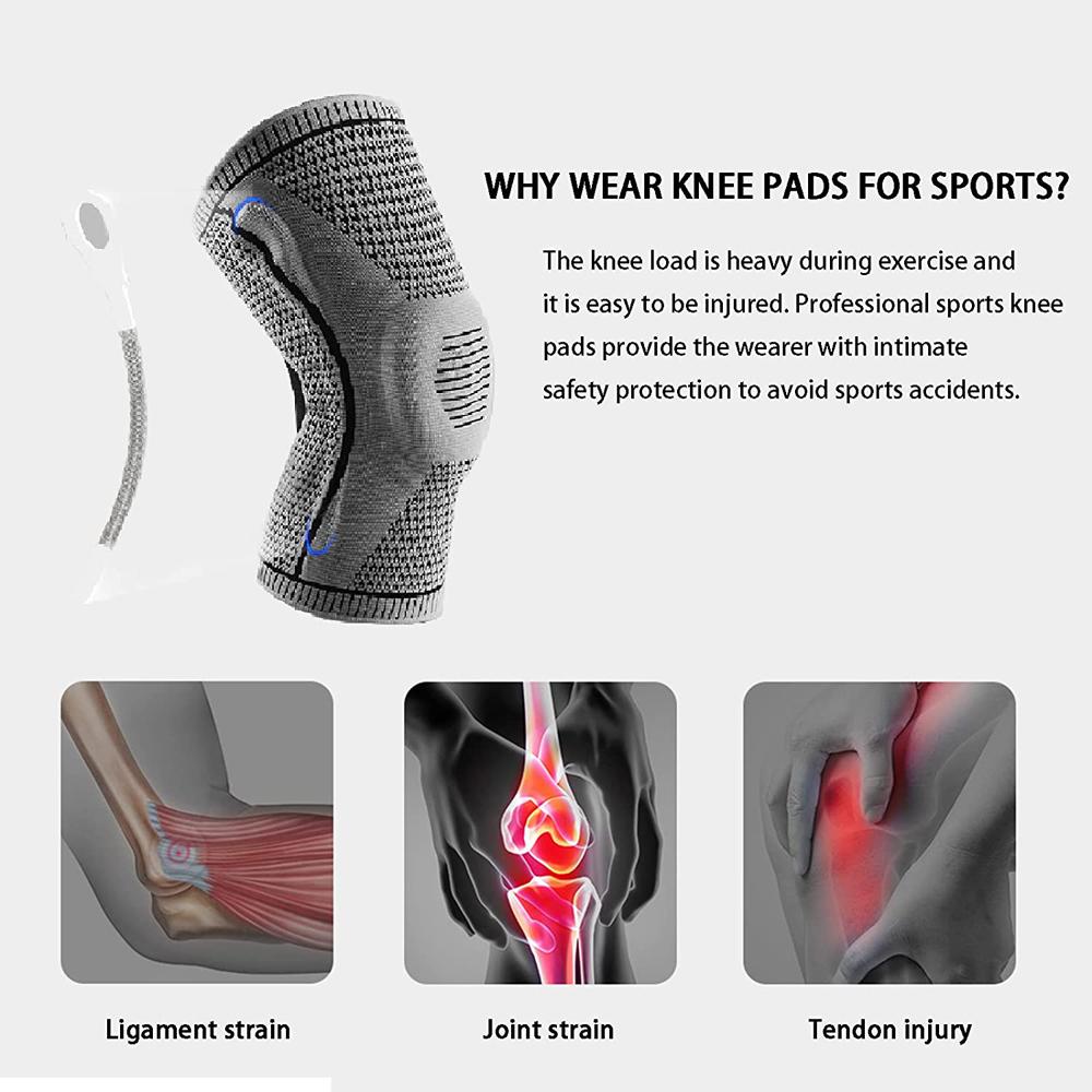 1 PC Silicone Full Knee Brace Strap Patella Medial Support Compression Protection Sport Pad Running Basketball Gym