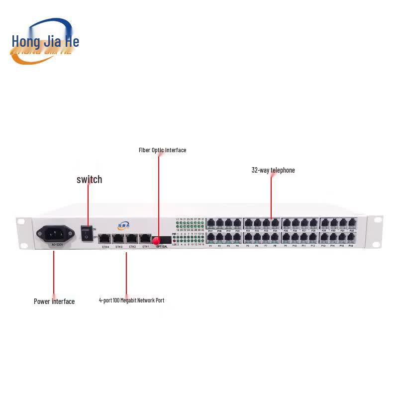 Hongjiahe JH-P32FE4 32-Channel Phone & 4-Port Network Optical Transceiver
