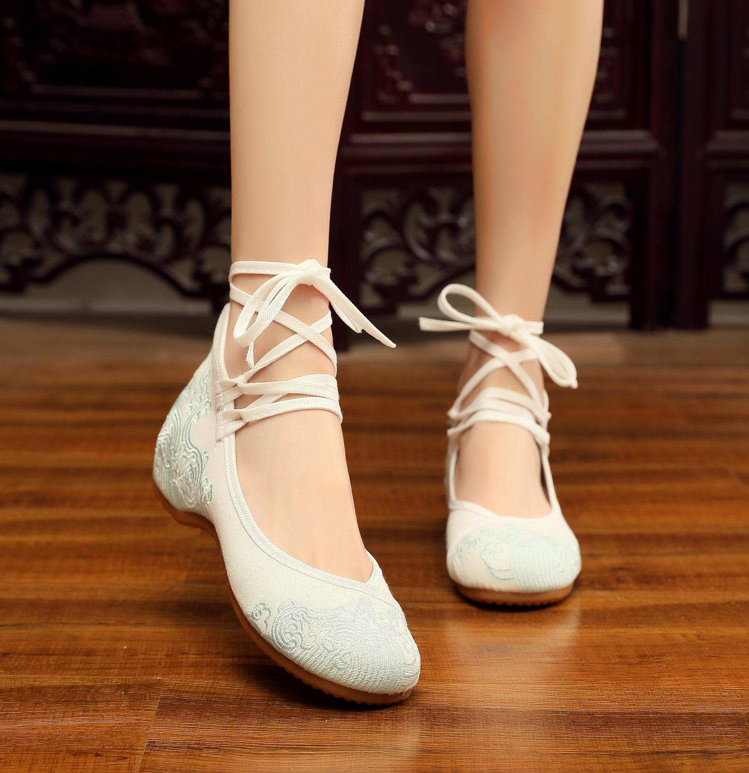 Modische Freizeit Schuhe für Damen Vintage Elegant Ethnisch Stil Stickerei Streetwear Chinesischer Stil Damenschuhe Sommer Neu 39 brown
