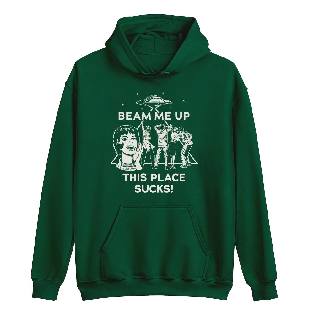 WSQK The Squawk 94.5 FM Bluzy Beam Me Up Place Sucks Nadrukowane Bluzy z Długim Rękawem z Kapturem Odzież Unisex