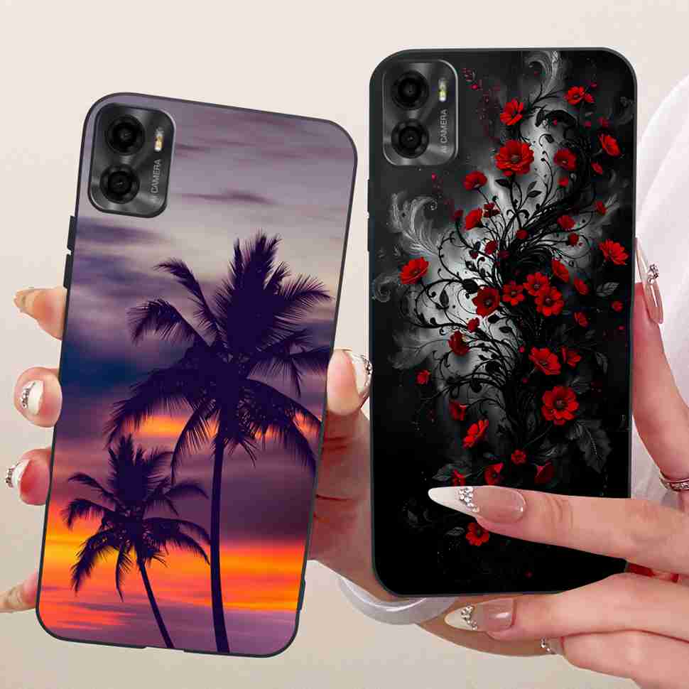 For Motorola Moto E22s 4G 6.5" Case Colorful Flower Cartoon Dragon Silicone TPU Black Cover For MOTO E22s E 22S 4G Phone Shell