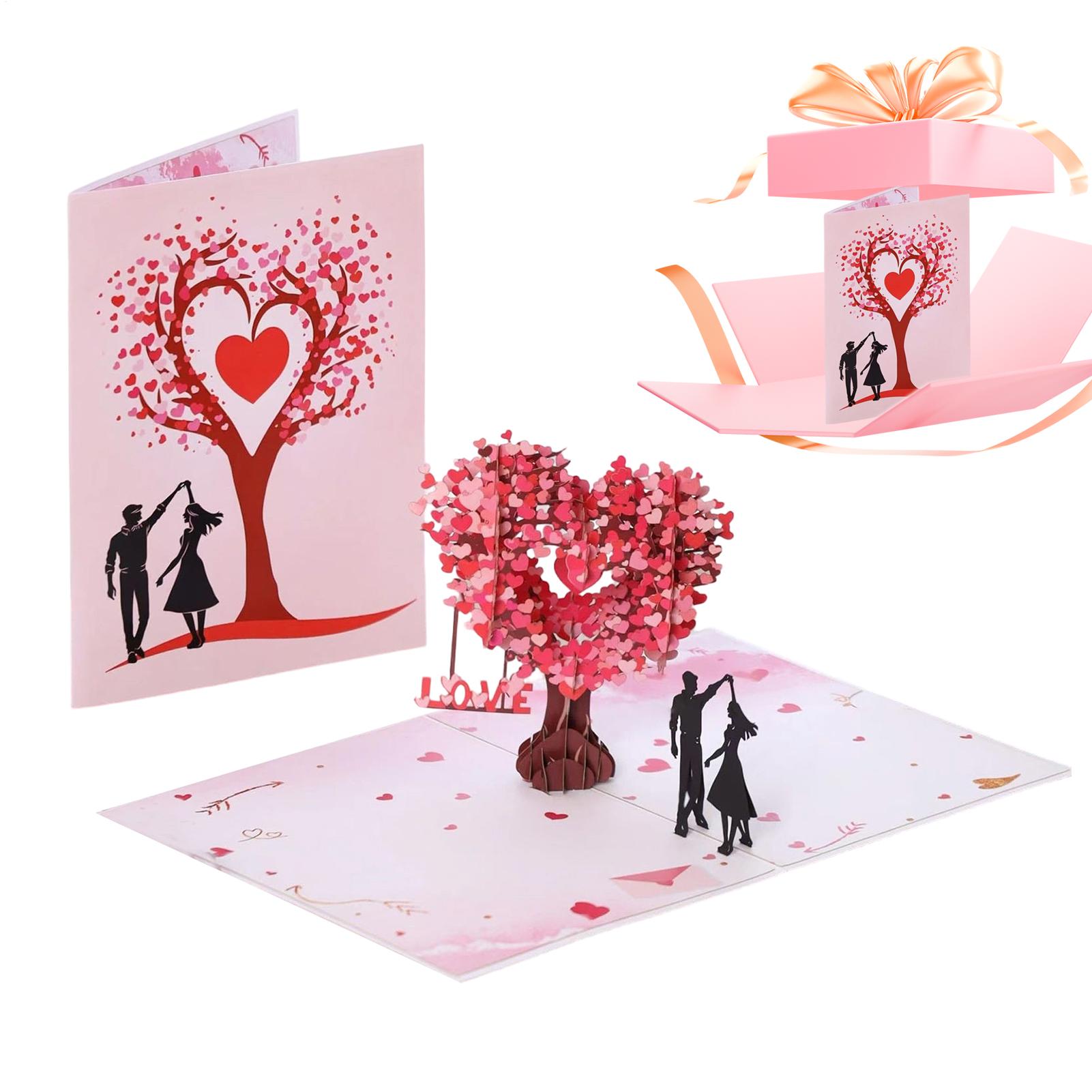 Romantic Valentine s Day Card Cards 3D Greeting Card  Dance Under The Heart Tree  With Envelope And Note For Couple Girlfriend CN