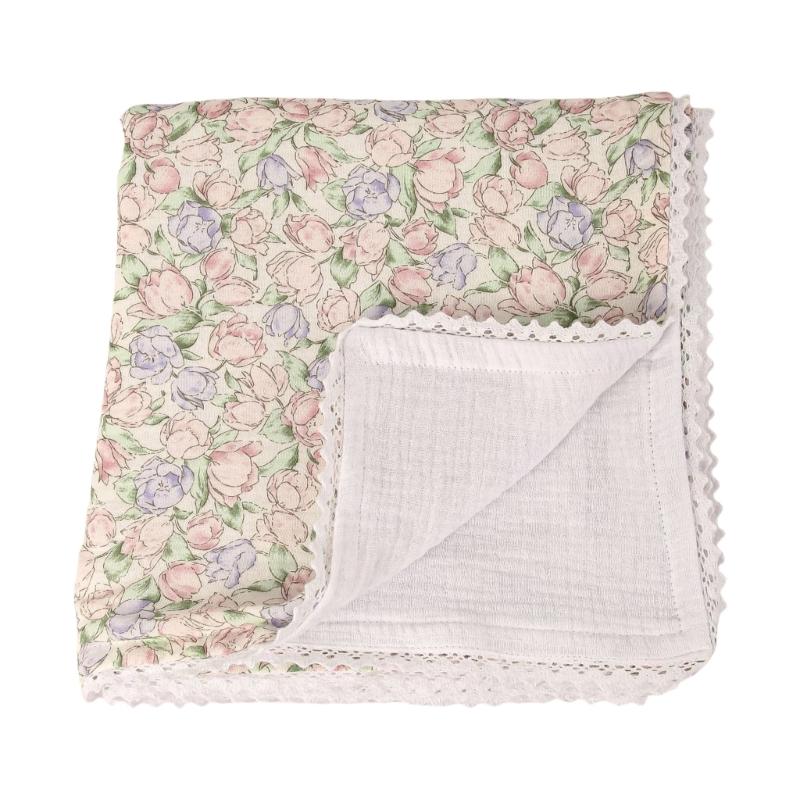 

Обновления Детский Плед Украшает Изысканной Кружевной Отделкой Элегантные Пеленки Одеяло 4 Слоя Одеяло для Новорожденных Подарок