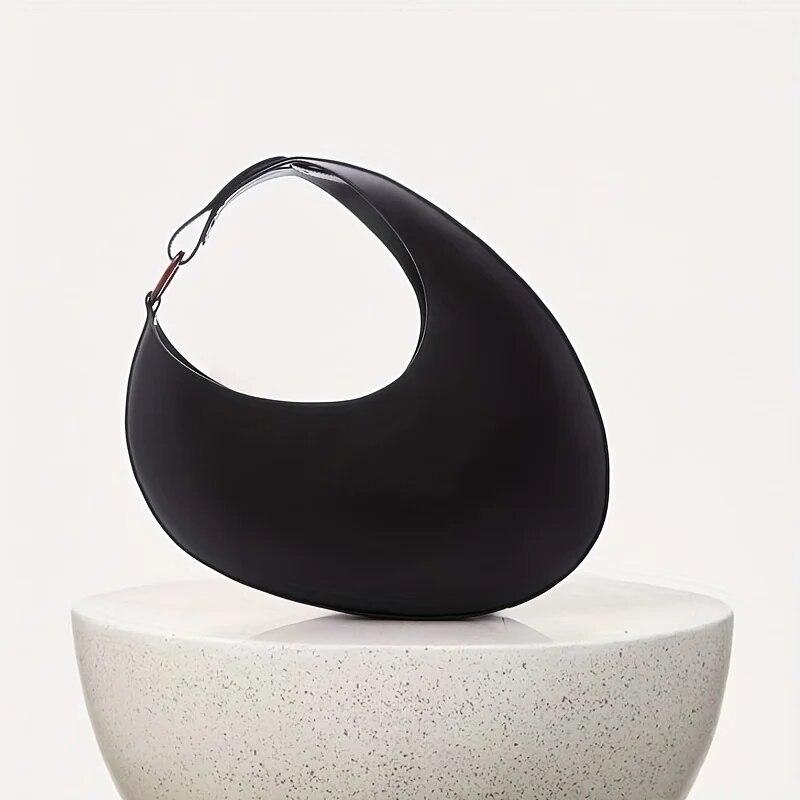 Niche Design Oval Shoulder Bag Minimalist Hobo Bag For Women Stylish Solid Color Handbag