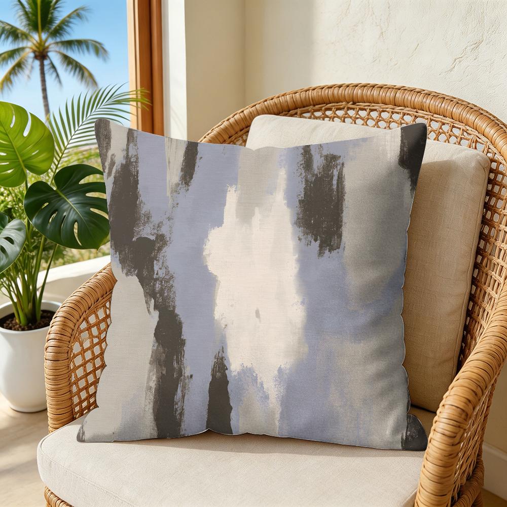 Blue Modern Gradient Design Pillow Case Double-Sided Plush Sofa Cushion Covers Organic Breathable Invisible Zipper