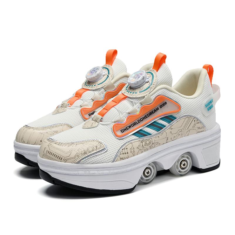 New Double-Row Four-Wheel Roller Skating Shoes Dual-Use Roller Shoes Men Women Sneakers Sport Dog walking training running shoes