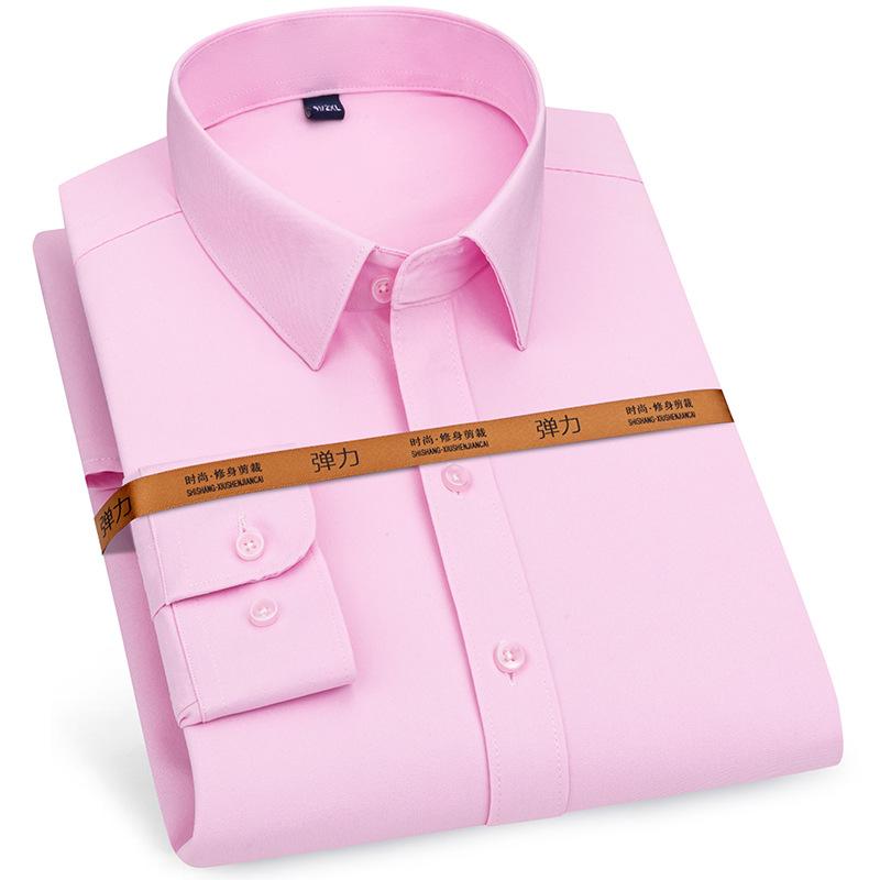 Taglia Grande 8XL 7XL 6XL Camicia da Uomo Basic Manica Lunga Casual Senza Stiratura Antirughe Vestibilità Slim Bianca Business Matrimonio Festa
