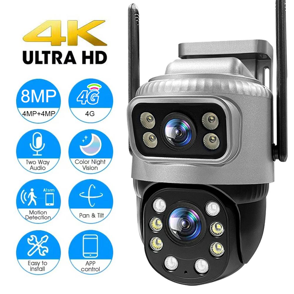 

Зовнішня камера 8MP 4G SIM IP 4K Waterptoof спостереження Smart Home Night Vision V380 Pro CCTV Security Protection 8MP Cam No Card