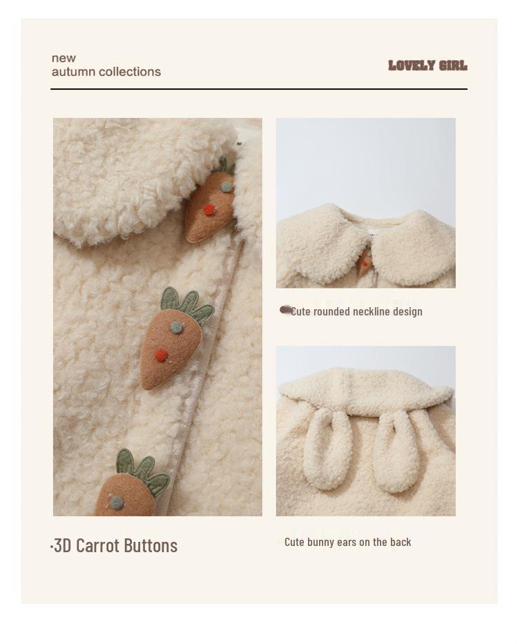 2025 Girls' Lambswool Fleece-Lined Sweater Coat for Autumn & Winter