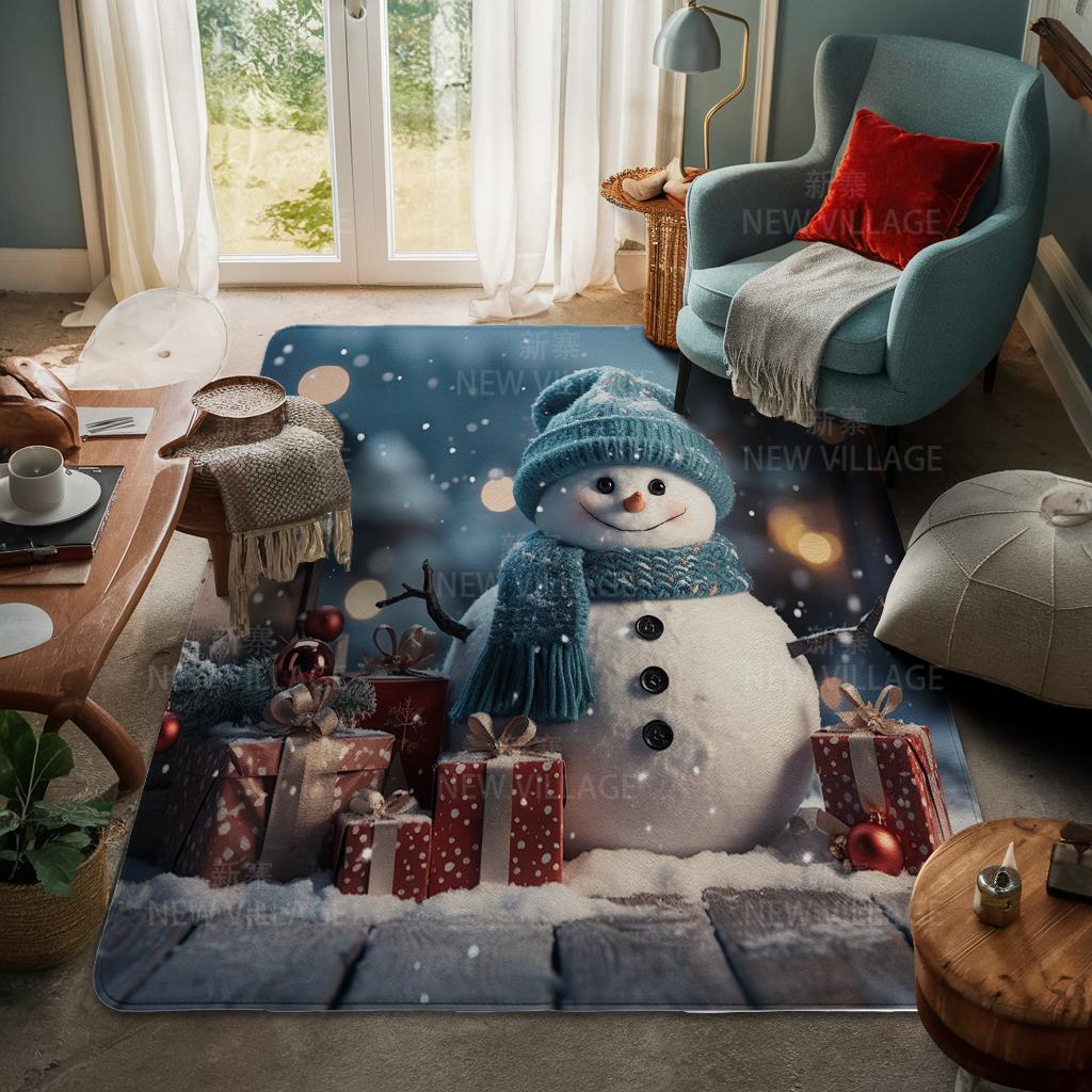 House Entrance Carpet Home Door Mat Living Room Bath Foot Bathroom Non-slip Water Absorption Rugs Bath Merry Christmas Winter