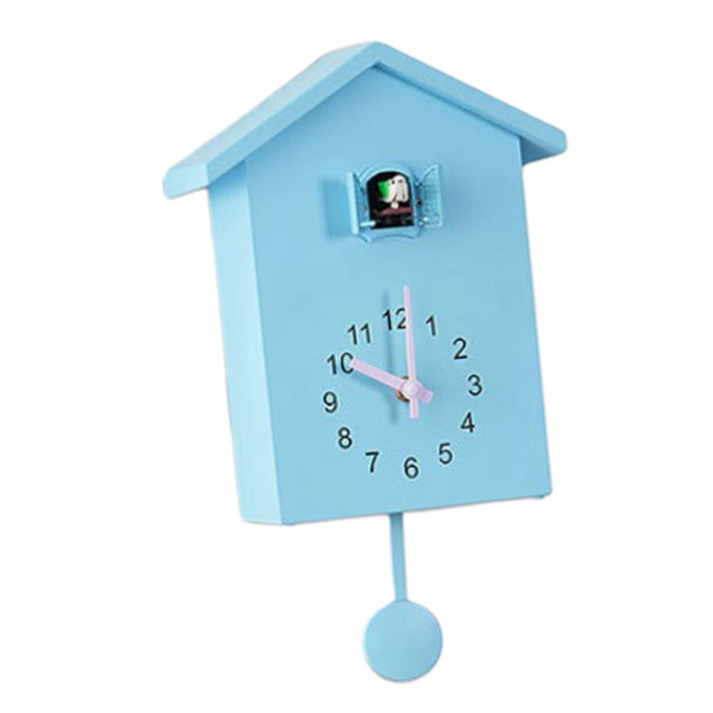 Silent ABS Cuckoo Clock Wall Mounted Alarm House Shaped Telling Time Electronic Desk Clock for Home Office Kids Room