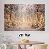 2D Cozy Winter Forest Wall Hanging, 2D Flat Print Snowy Pine Tree Tapestry for Living Room