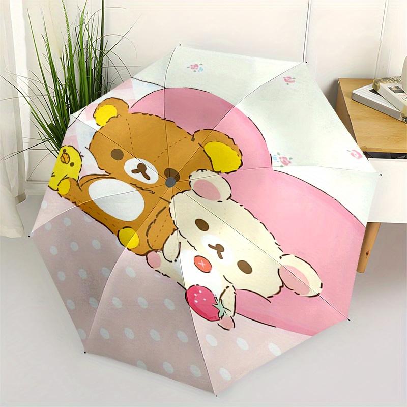 

Rilakkuma,Bear Friends Automatic Folding Umbrella Simple 8 Rib Design, Bright Cartoon Pattern, Durable Iron Frame, Suitable For Travel, Outd