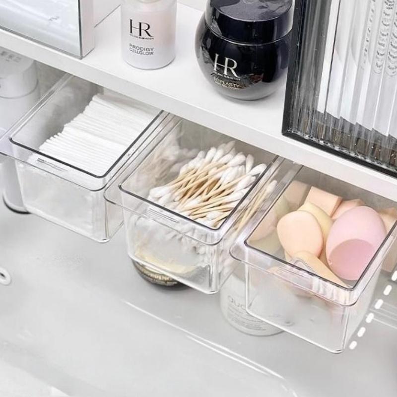 Transparent Bathroom Cotton Stick Makeup Cotton Bathroom Pull-Out Storage Drawer Style Storage Box Under The Mirror Cabinet