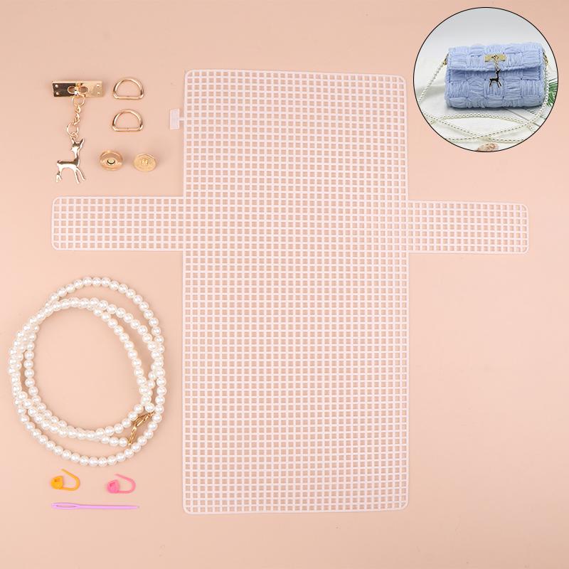 Pomocná tkací plastová síťka Sada DIY tkací materiál Plastová mřížka Síťka na kabelku Ručně vyrobené DIY doplňky k taškám