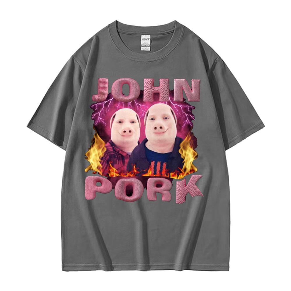 John Pork Meme Maiale Divertente Grafica Maglietta Unisex Abbigliamento Donna Hip Hop Moda Magliette Casual Umorismo Girocollo Magliette di Alta Qualità