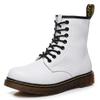 White Martin Boots Women's Couple Short Boots Men's and Women's Leather Boots Round Head Trend Motorcycle Shoes