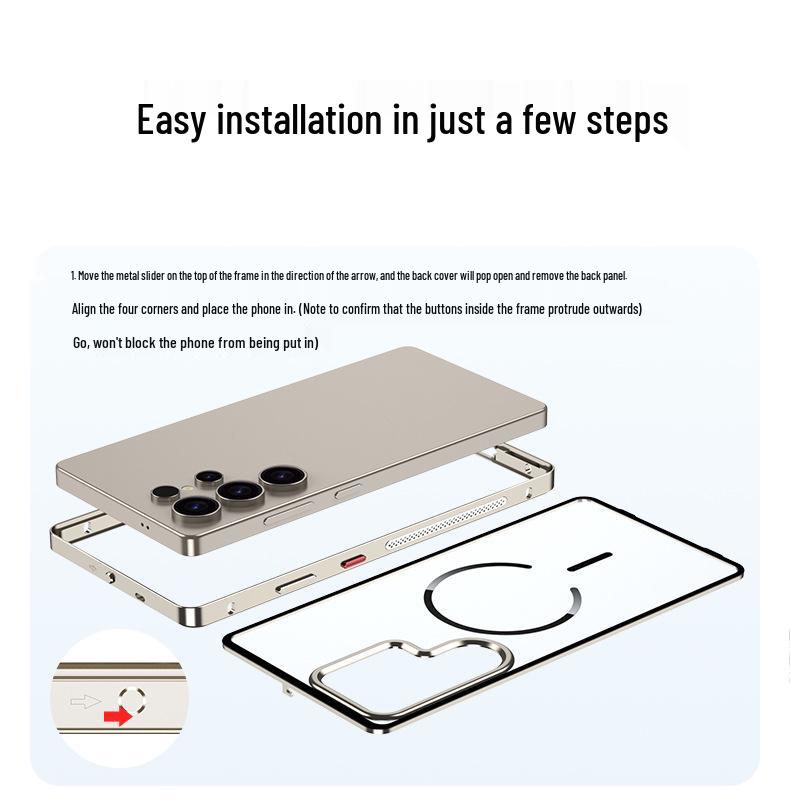 Magnetic Metal Frame Phone Case with Heat Dissipation for Samsung S23 Ultra/S24 Ultra