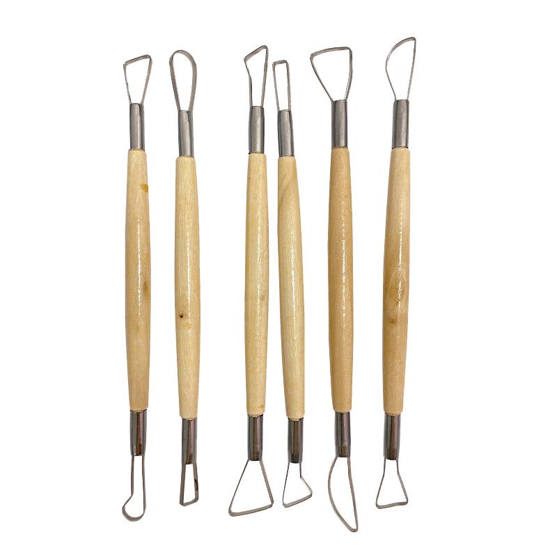 Set de 6 piese din lemn pentru sculptură și modelaj în lut ceramic