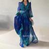 Spring new European and American French retro fashion printed long-sleeved temperament elegant dress
