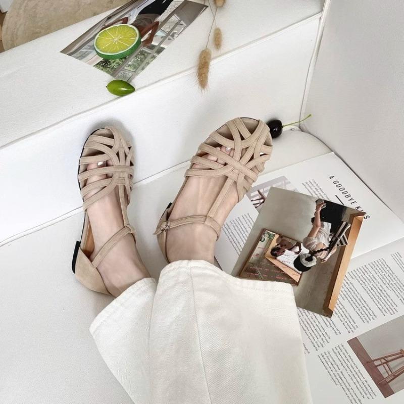 Fashion Women's Flats Summer Breathable Hollow Out Sandal Retro French Roman Shoes for Women Comfort Casual Flat Sandals Sandalias Mujer