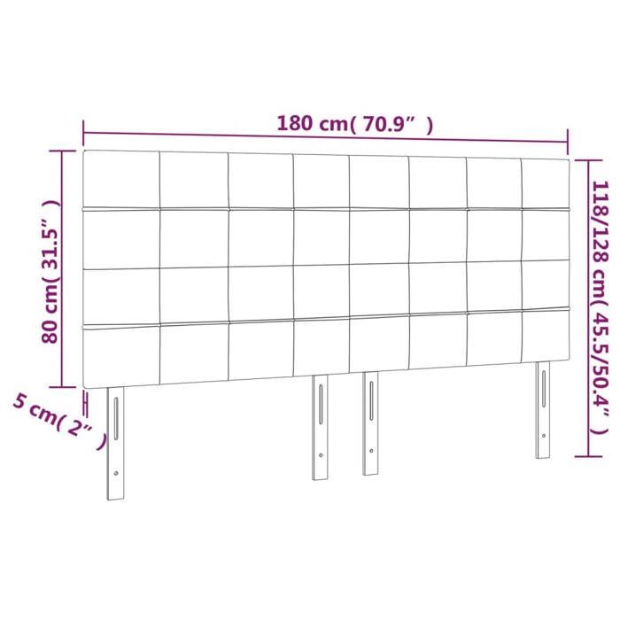 VidaXL Tête de Lit à LED Meuble de Chambre à Coucher Accessoire de Lit Double Tête de Cadre de Lit Intérieur Gris Clair 3122438